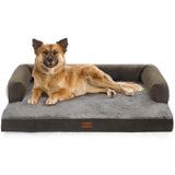 Casa Paw Orthopedic Dog Beds for Large Sized Dogs, Waterproof Egg Crate Foam Large Dog Couch Beds with Comfy Bolster 36x27Inch, Washable Pet Beds with Removable Cover and Nonskid Bottom, Dark Green
