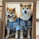 Cute Dog Clothes Striped Dog Polo Shirts Cute Sweater Puppy Clothes Gentle Sweater Pet Clothes for Small Medium Large Dogs Cats (Black Stripe, 3XL Size for 40-55lb Pets)