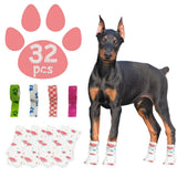 Disposable Dog Booties for Dogs Cats Paw Protector,Waterproof and Breathable with Adjustable Bandage,32Pcs Pet Booties for Small Medium Large Dogs Indoor & Outdoor Use(L,Paw Width:2.57~3.15inches)
