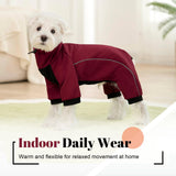 Four Leged Dog Winter Coat, Fullbody Warm Fleece Dog Jacket, Reflective Puppy Cold Weather Coats with Leash Hole & Drawstring, Back Zipper Water-Resistant Doggie Winter Clothes