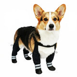 Dog Suspender Boots for Small Dogs – Waterproof & Non-Slip Dog Paw Protectors with Adjustable Straps & Reflective Strips, All-in-One Connected Dog Boots for Outdoor Walks, Snow, Rain, Hiking (XS)