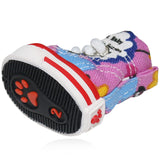 Pet Dog Shoes, BESUNTEK 4Pcs Puppy Canvas Sport Sneaker Boots for Outdoor Walking and Sports, Non-Slip Paw Protective Cover with Graffiti Design for Hot Pavement and Casual (Pink, #3)