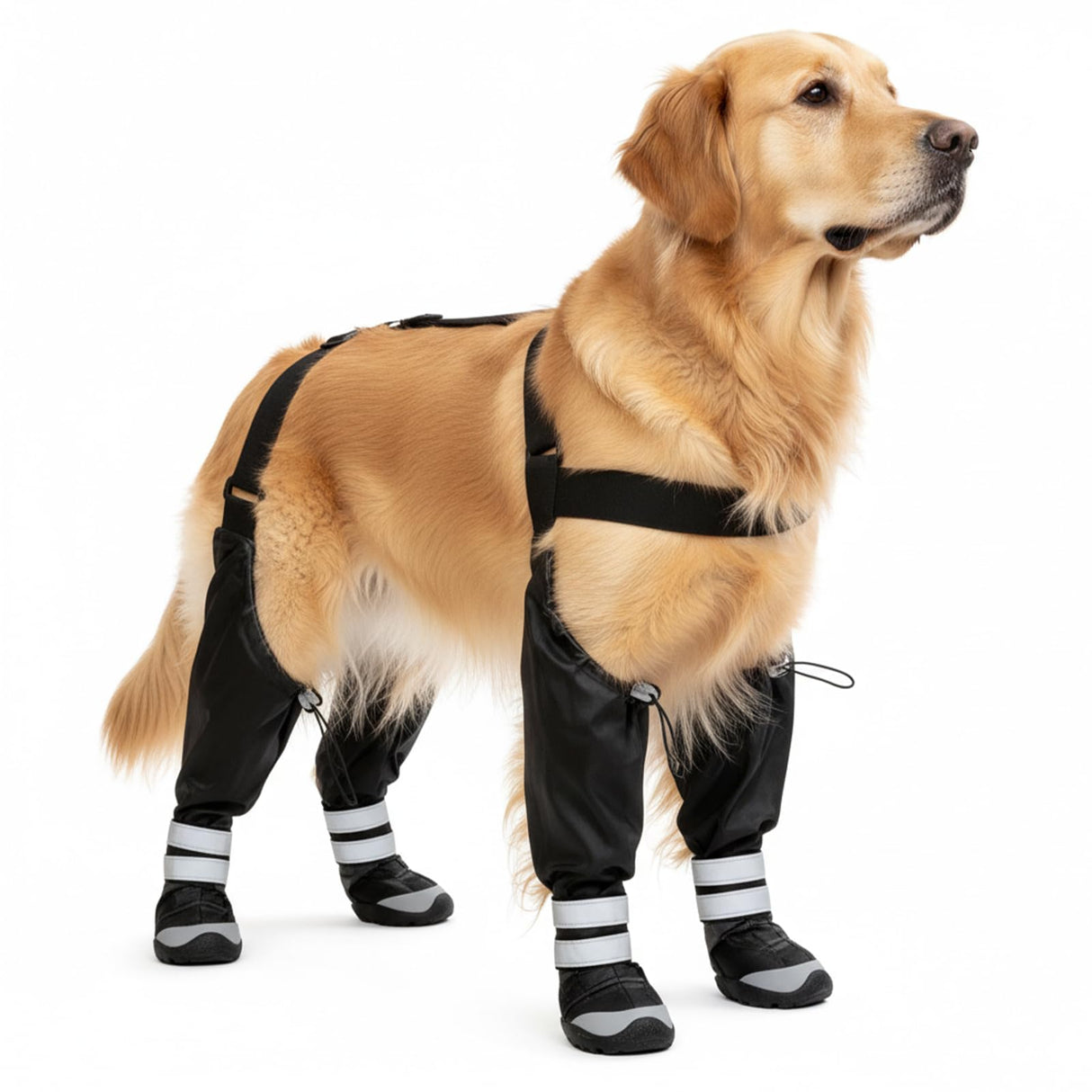 YAQUHO Upgraded Dog Suspender Boots, Waterproof Dog Rain Boot, Anti-Slip Winter Snow Dog Shoes Leggings, Adjustable Suspender Boots for Large Dogs, Paws Protector for Outdoor Dogs Walking Hiking (L)