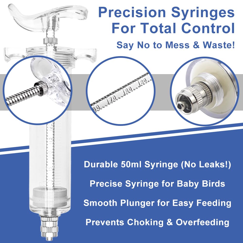 12 PCS Baby Bird Feeding Syringe Set with Storage Bag Professional Parrot Syringe Feeder Bird Hand Feeding Tubes Kit for Parakeets, Cockatiels, African & Amazon Grey Parrots, Cockatoos, Macaws