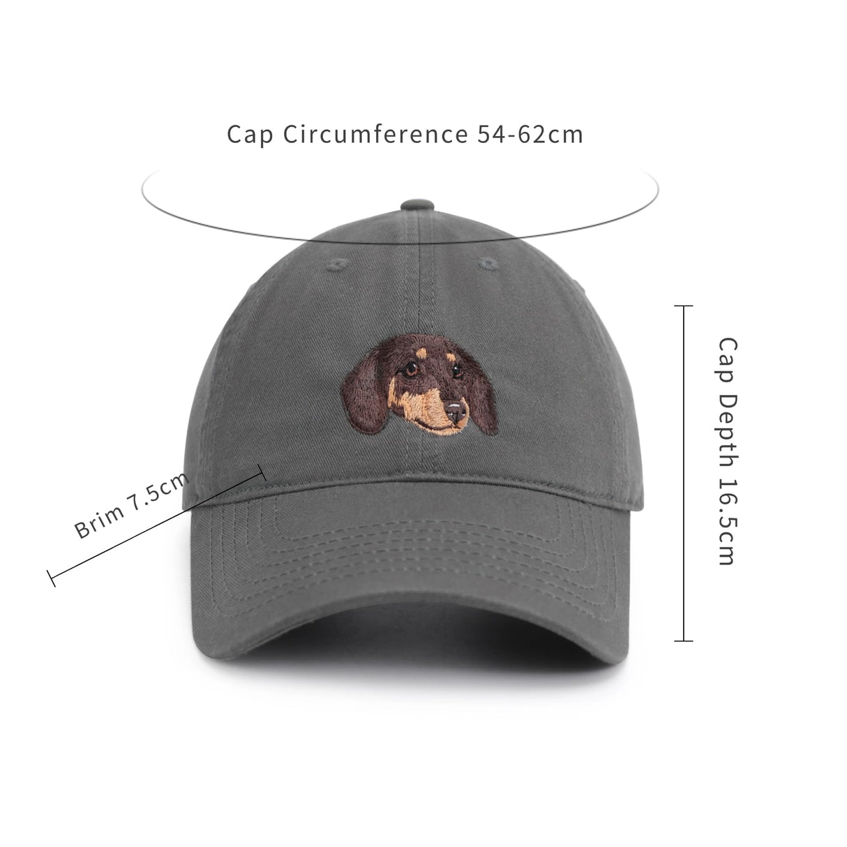 Dachshund Baseball Cap for Dog Lovers – Adjustable Cotton Hat with Embroidered Brown Dachshund, Dark Gray Unisex Cap, Gift for Wiener Dog Owners & Pet Parents