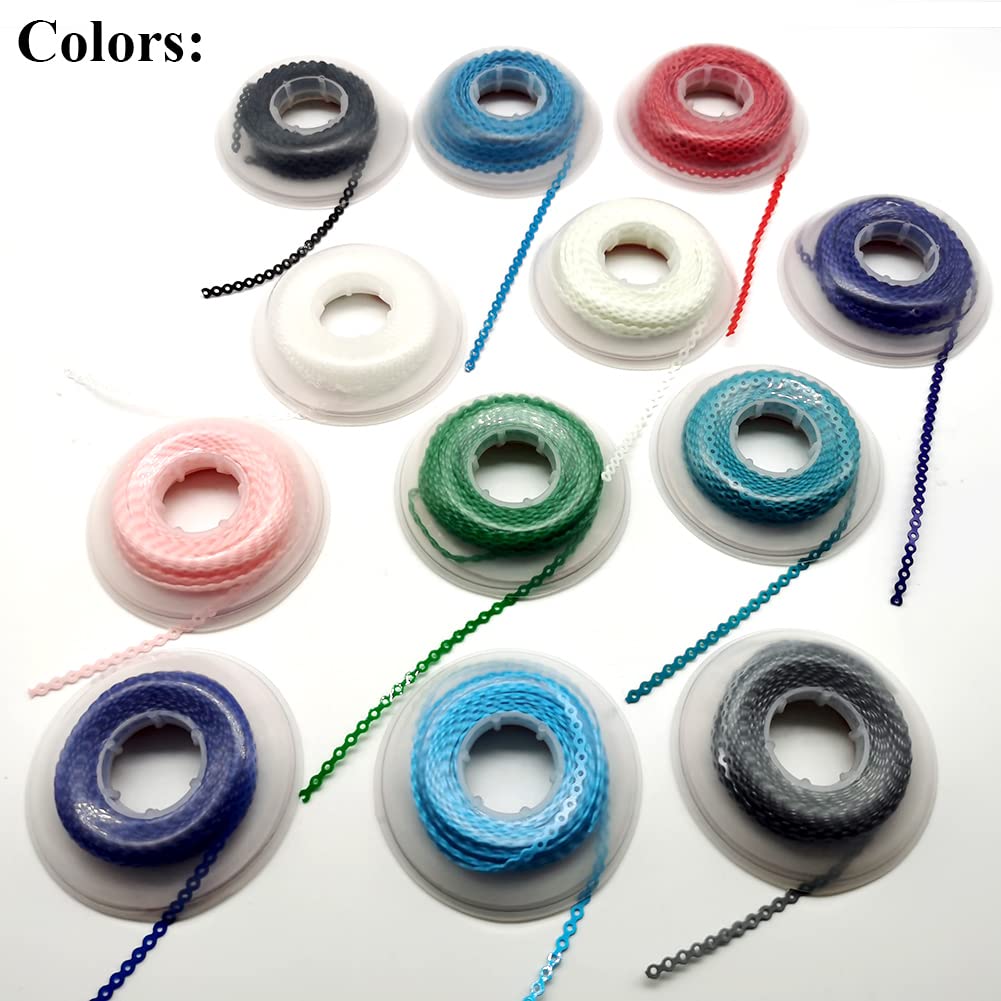 SNAWOP Dental Orthodontic Power Chain Multicolor Spool Elastic Rubber Bands for Teeth Braces (Short, Light Blue)