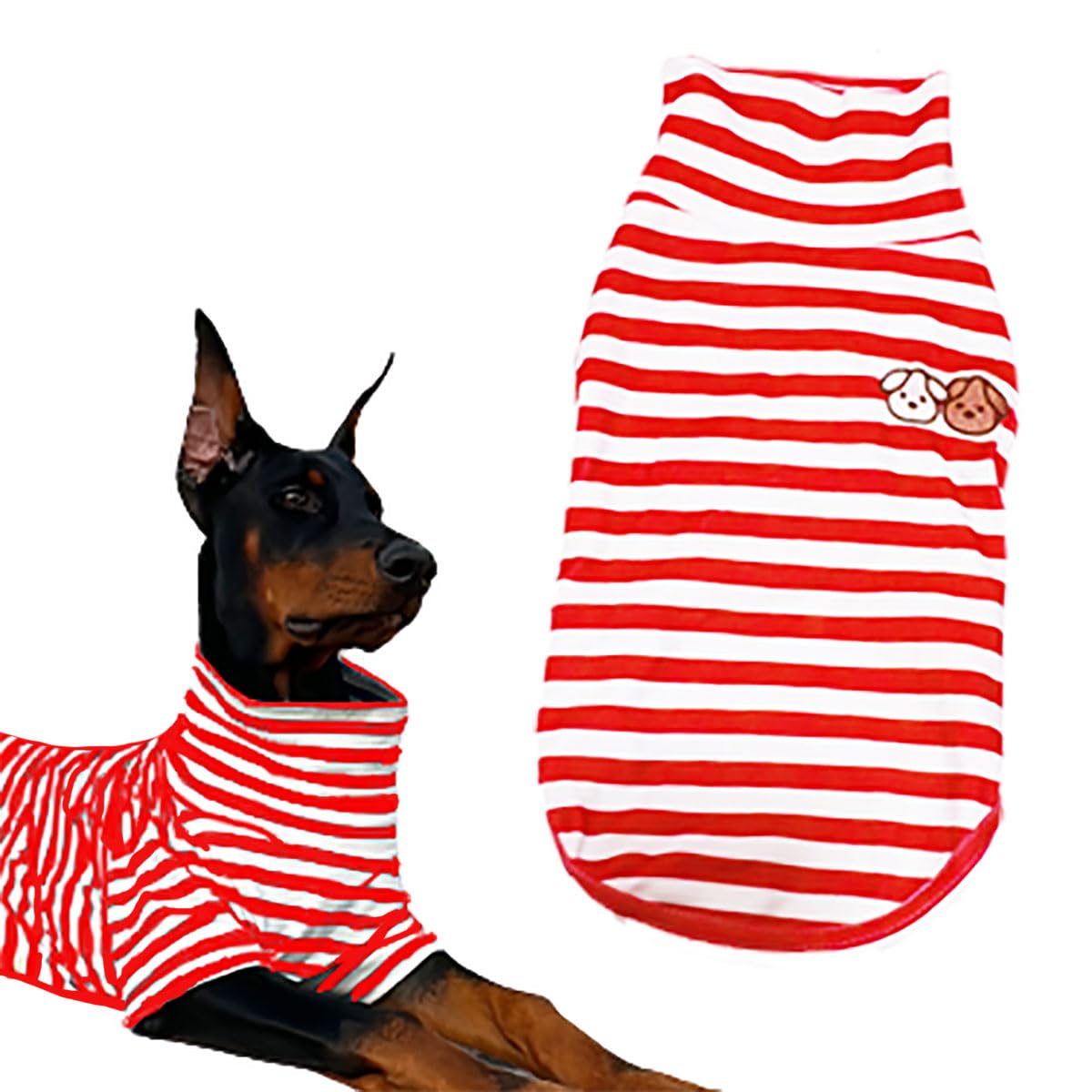 Turtleneck Dog Shirts for Large Dogs, Striped T-Shirt Comfy Stretchy Shirt Puppy Sweater Warm Costumes Pet Pullover Clothes for Big Breeds (Red Striped, 6X-Large)