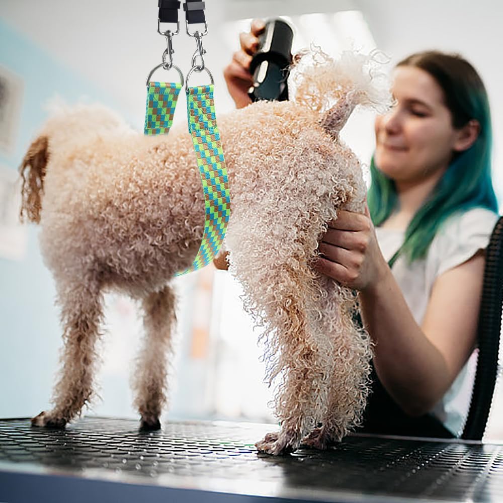 Dog Grooming Belly Band - Dogs Grooming Belly Straps with Adjustable Connector 2" Wide Nylon Unique Pattern Pet Bath Loops Restraint Noose(Color-1 (Long))