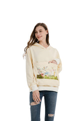 ALYC Cat Dog Carrier Hoodie Big Pet Pouch Sweatshirt Puppy Kitten Holder Pullover Top Graphic Print Kangaroo Hoodies Beige