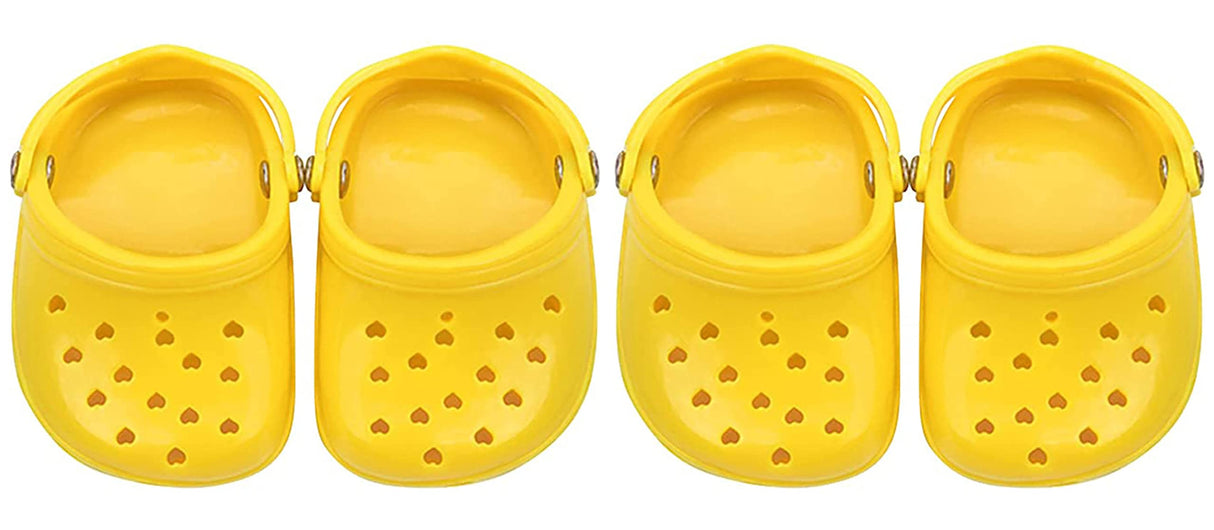 4 PCS Small Dog Sandals, Shoes for Dogs, Candy Colors Dog Sandals for Photo, Doggy Rubber Slipper Shoes Yellow