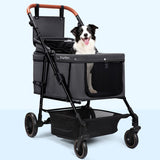 Dog Stroller for Large & Medium Dogs (20–132 lbs), Pet Stroller for 2 Small Dogs, Cat Strollers for 2 Cats, Extra Large Heavy Duty, Foldable & Fully Ventilated Design, Gray