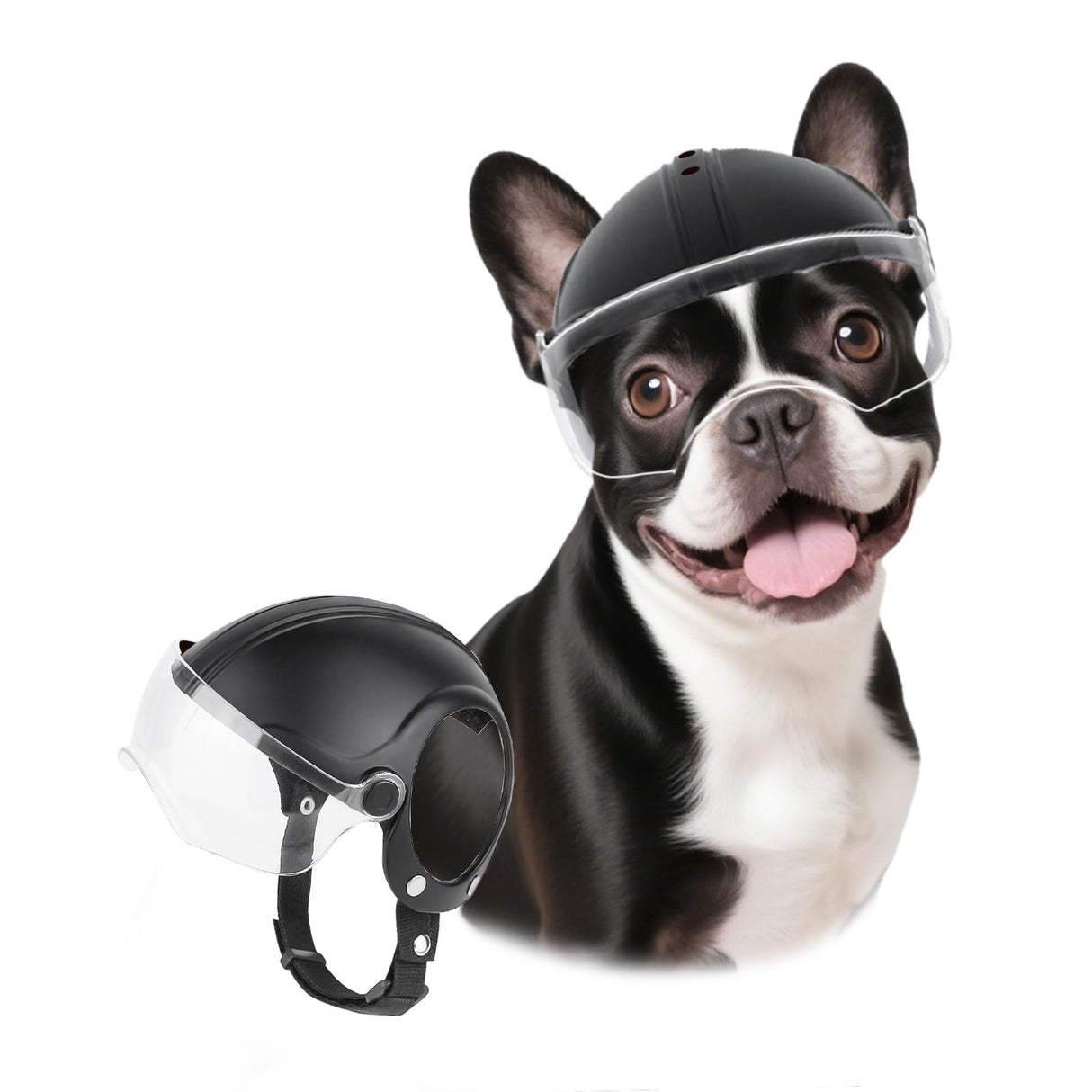 LESYPET Dog Helmet Small Breed, Dog Motorcycle Helmet Drop-Down Clear Visor for Outdoor Motorcycling Windproof Pet Hat with Ear Hole