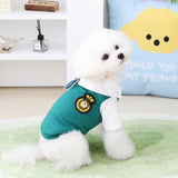 PayaSnug Green Dog Shirt with Bow Tie – Preppy Style Pet T-Shirt with Collar for Small Dogs, Fall Puppy Clothes for Boys and Girls, British School Look Pet Outfit(L)