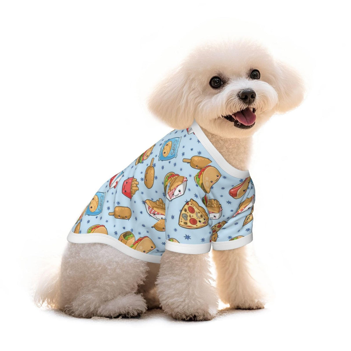 Cute Fast Food Dog T Shirt Dogs Cats Cotton Shirts Short Sleeve Clothes Soft Stretchy Pet Costume Doggy Outfit Pullover Jumper Puppy Sweatshirt Large