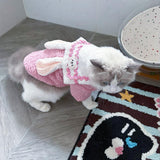 Cute Dog Hoodies Warm Cartoon Pet Clothes with Bunny Ear Winter Coat Cat Apparel Soft Knitwear Costume (XS (1.1-2.2 lbs))