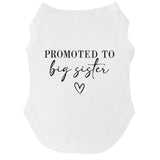 Promoted to Big Sister Boho Dog Tee Shirt | Sleeveless | Pregnancy Announcement | New Baby | Gender Reveal | Photoshoot (White, Small 692)