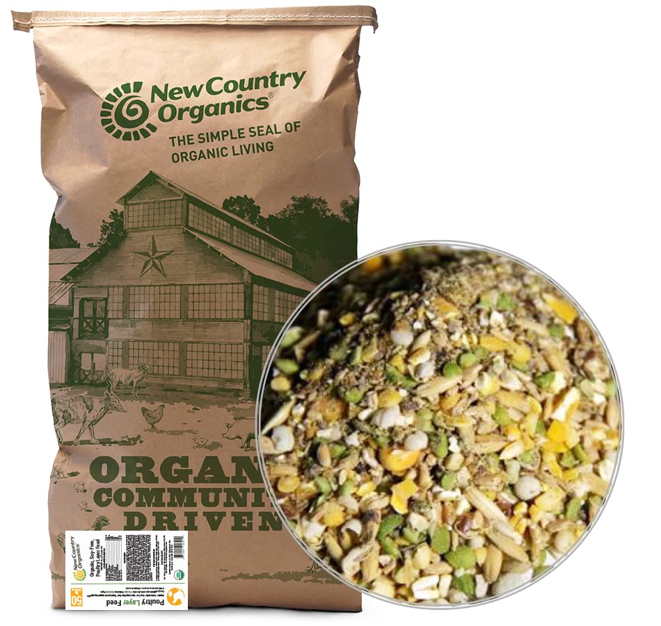 New Country Organics | Classic Grind Layer Chicken Feed for Laying Hens | Ground Grain | Soy-Free | 17% Protein | Certified Organic & Non-GMO Chicken Food | 50lbs Bag