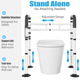 Toilet Safety Rails Frame Support Rail Frames Handles Assist Grab Bars Seat Riser Assistance Lifts Stand Alone Foldable Handrails Aids with Arms for Elderly Disabled Seniors Fit Any Toilet
