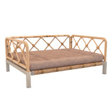 wallowsun Wicker Dog Bed with 2" Cushion,Rattan Dog Sofa Bed for Small Medium Dogs– Indoor/Outdoor Metal Frame Pet Bed up 66lbs (Brown Rattan Brown Cushion)
