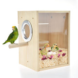 CooShou Bird Nest Box Parakeet Breeding Nest Box Bird Nest House Wooden Acrylic Transparent Breeding Box for Finch Lovebirds Cockatiel Budgie Conure Parrot