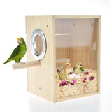 CooShou Bird Nest Box Parakeet Breeding Nest Box Bird Nest House Wooden Acrylic Transparent Breeding Box for Finch Lovebirds Cockatiel Budgie Conure Parrot