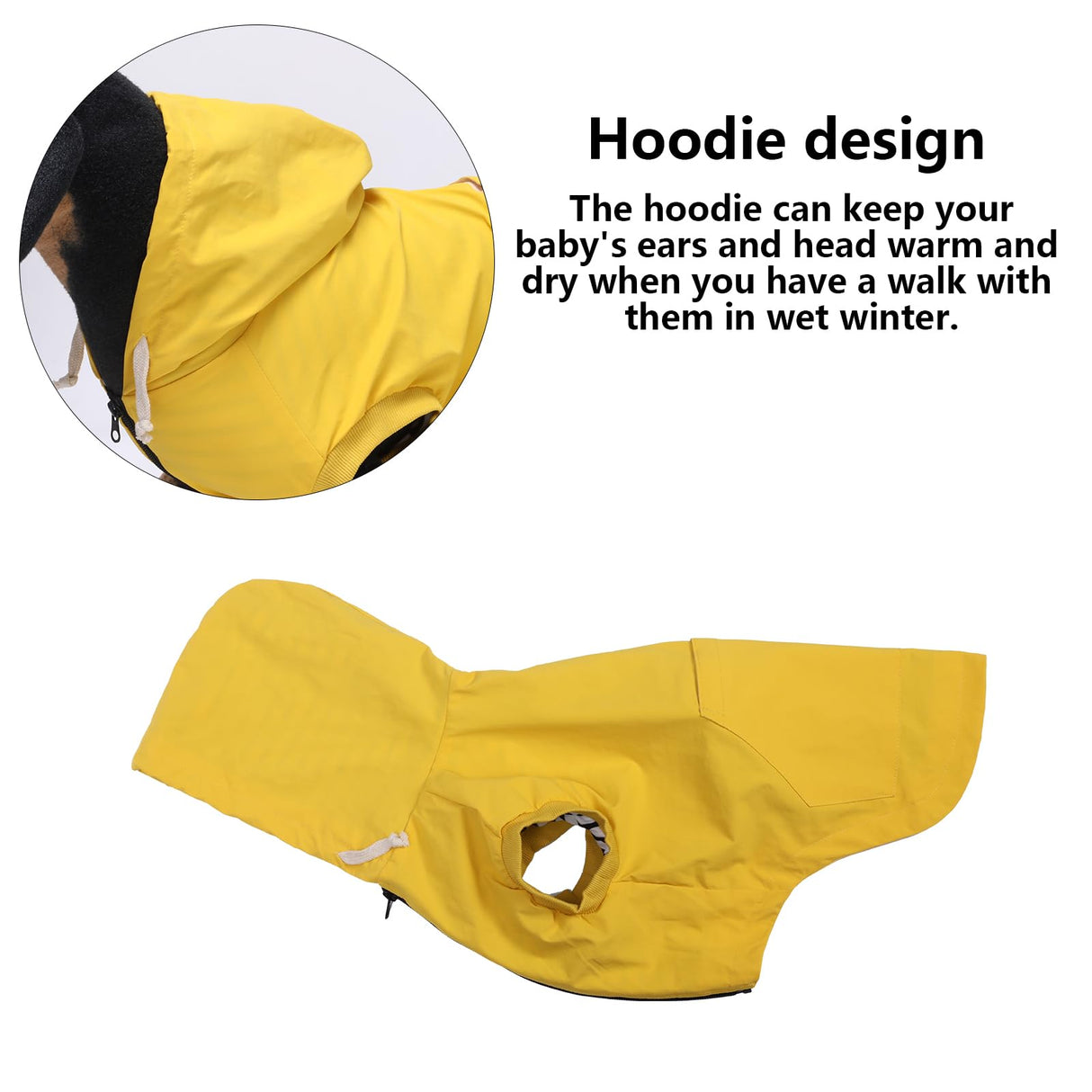 Dog Raincoat rain Jacket Dogs Waterproof fit for Small Medium Breeds Zipper Closure Pocket Storage in Cold Day - Yellow - S