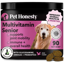 Load image into Gallery viewer, Senior Dog Multivitamin - Essential Dog Vitamins and Supplements - Glucosamine, Probiotics, Omega Fish Oil for Dogs Health &amp; Heart- Dogs Vitamins Health Supplies (Duck 90 ct)
