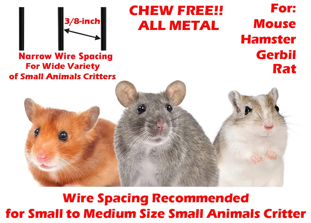 3-Levels Easy Portable Collapsible Ferret Chinchilla Sugar Glider Rats Mouse Animal Critter Chew-Proof Metal Carrier Travel Cage with Narrow 3/8-Inch Bar Spacing Easy to Setup No Tools Needed