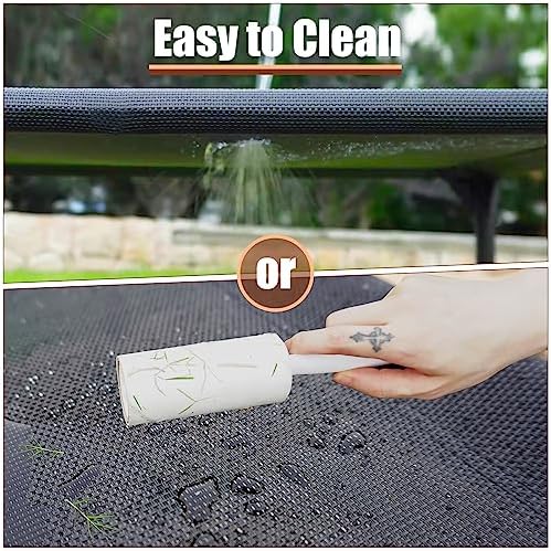 Elevated Dog Bed for Small Dogs, Raised Dog Cot Beds Fits Up to 150 LBs, Heavy Duty Pet Cots with Durable Supportive Teslin Recyclable Washable Mesh, Indoor & Outdoor Dog Bed, Black