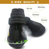 PK.ZTopia Waterproof Dog Boots, Dog Outdoor Shoes for Medium to Large Dogs with Two Reflective Fastening Straps and Rugged Anti-Slip Sole (2.95" x 2.52",Black 4PCS).