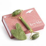 IcyMe Jade Face Roller & Gua Sha, Facial Beauty Skin Care Tools, Self Care Gift for Men Women, Massager for Face, Eyes, Neck, Relieve Fine Lines and Wrinkles - Green