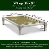 Kuranda Chewproof Elevated Pet Bed - Almond PVC - 50" x 36" - Cordura Nylon - Gold