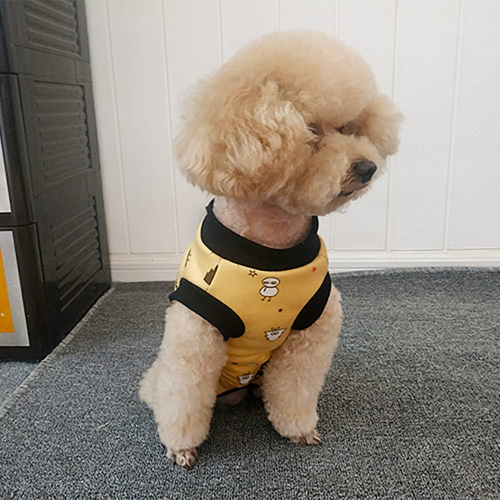 RSS07 Winter Fleece Wound Protective Clothes for Puppy, Little Animals - Warm Dog Vest, Windproof Spay Recovery Suit (Yellow-Black-M)