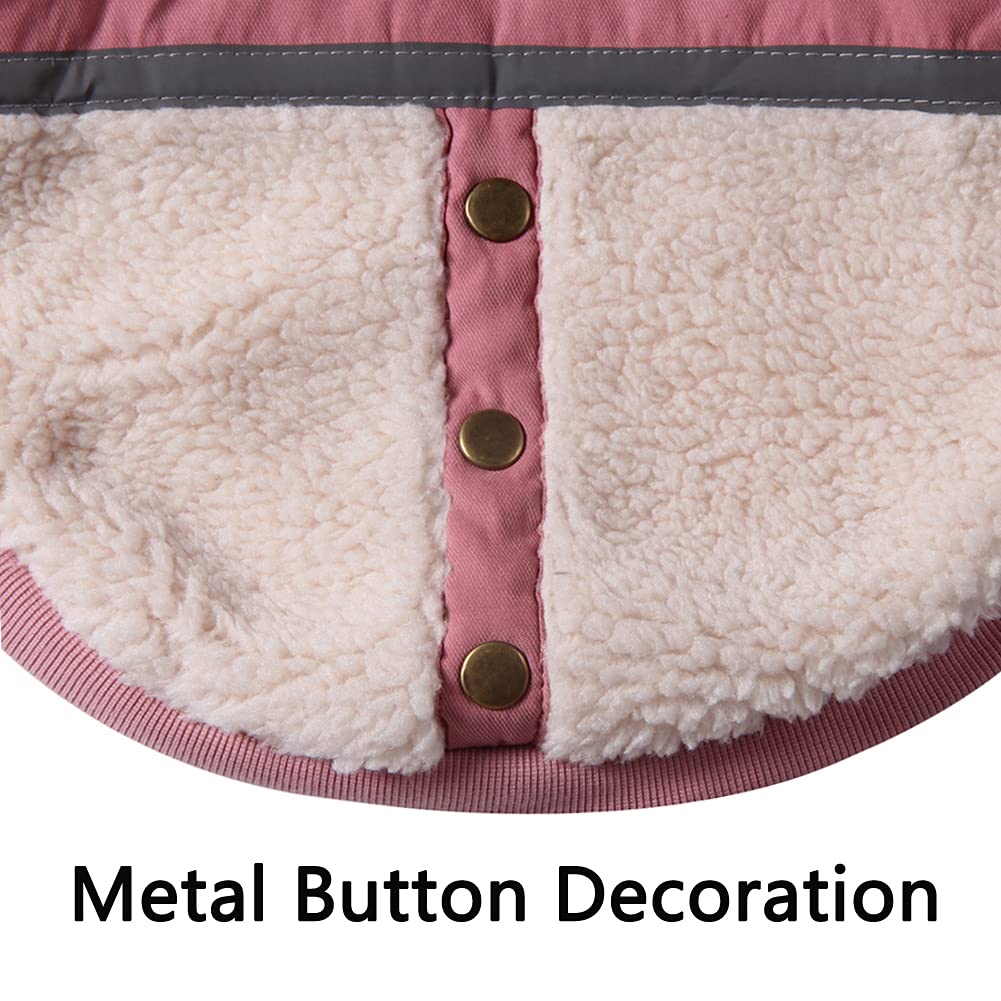 Vecomfy V-Collar Dog Coats for Medium Dogs Sweater Fleece Lining Warm Doggie Jacket for Cold Winter Pink L
