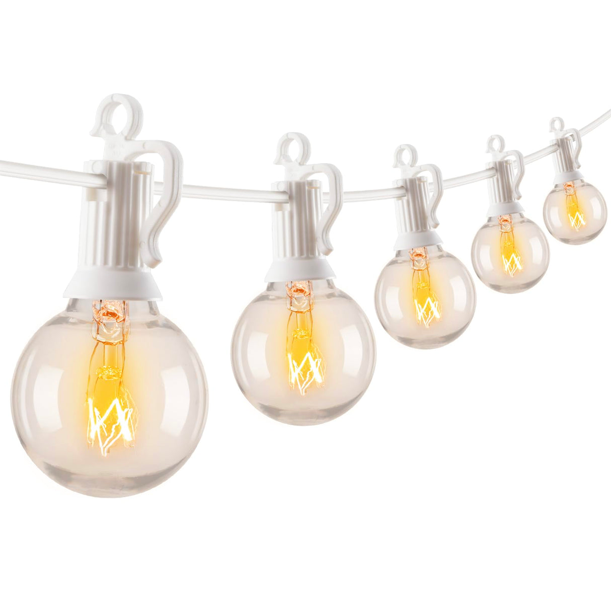 Outdoor String Light 25Feet G40 Globe Patio Lights with 27 Edison Glass Bulbs(2 Spare), Waterproof Connectable Hanging Christmas Lights for Backyard Porch Balcony Party Xmas Decor, E12 Socket Base