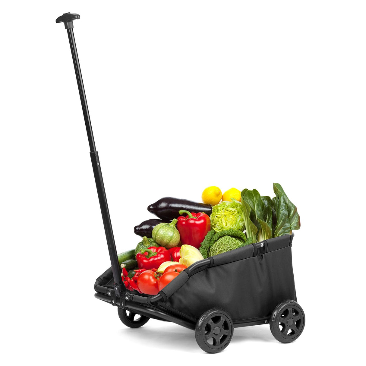 Foldable Pet Wagon with Handle, Pink and Black, Rolling Dog Stroller Cart (Black)