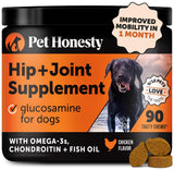 Pet Honesty Hip & Joint Health Soft Chews for Dogs, Joint Supplement with Glucosamine Chondroitin, MSM, Turmeric, Joint Support + Mobility, May Reduce Occasional Discomfort (Chicken 90 Count)