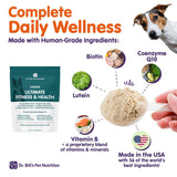Dr. Bill’s Canine Ultimate Fitness & Health Vitamins for Dogs | Multivitamin for Dogs w/Coenzyme Q-10, Vitamin E, Vitamin D-3, Biotin, Folic Acid, Hyaluronic Acid Dog Vitamins and Supplements 680g