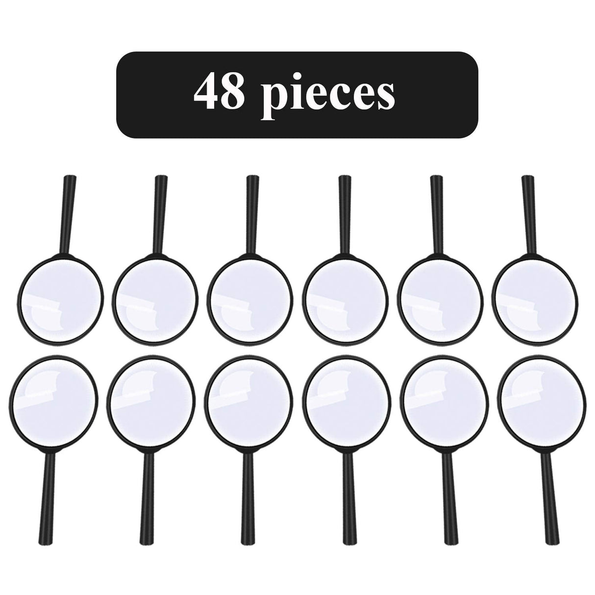 Elcoho 48 Pack Handheld Magnifier Plastic Magnifying Glass for Reading Jewelry Home Office Desk Accessories with Storage Bag