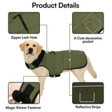 PUZAUKAL Dog Coat, Large Dog Jacket, Windproof Dogs Puffer Jacket, Fleece Lined Warm Dogs Winter Coat with Harness Hole (Army Green XL)