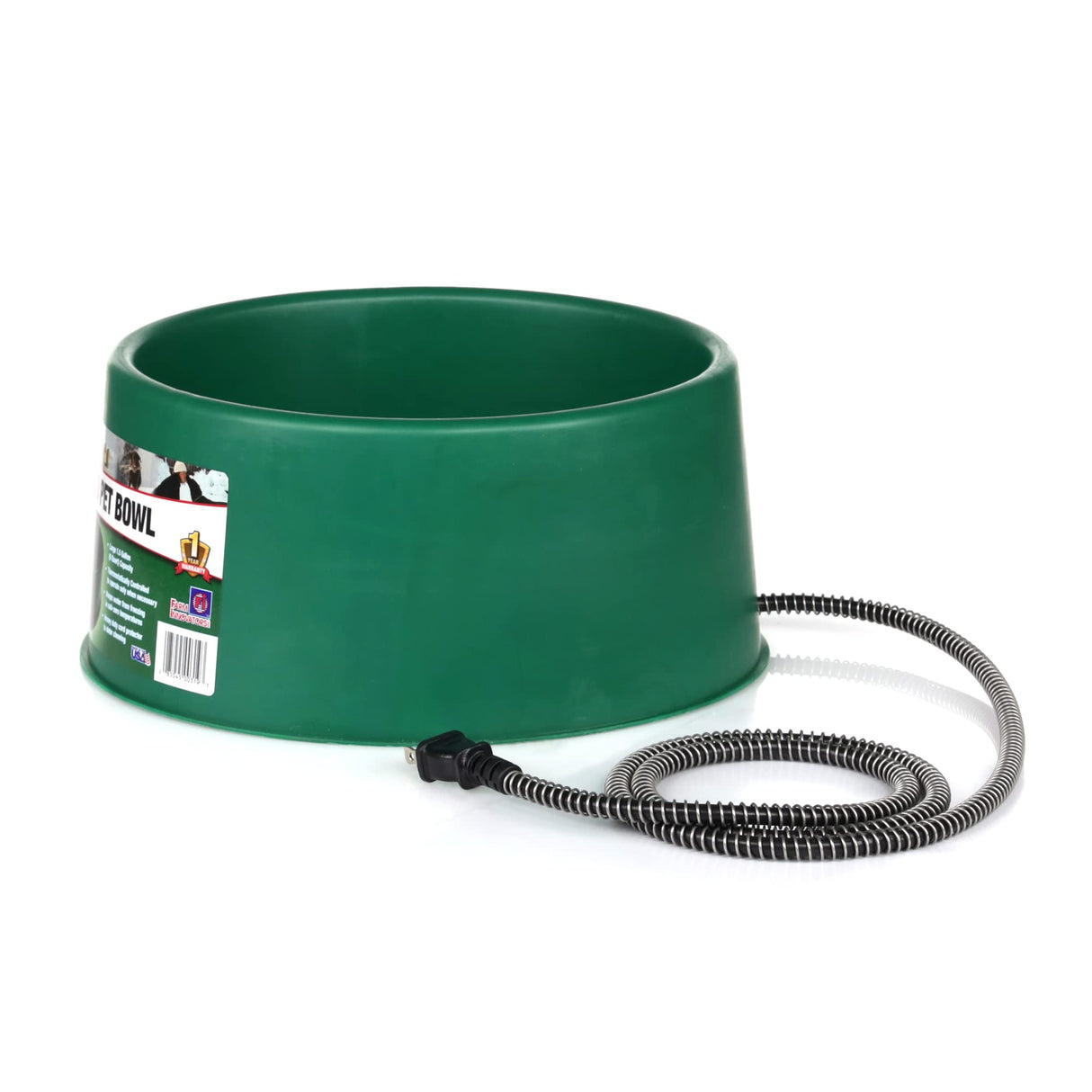 Farm Innovators P-60 1.5 Gallon 60 Watt Electric Heated Pet Water Bowl with Thermostatic Control and Anti Chew Cord, Green (2 Pack)