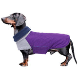 Geyecete Dachshund Coat,Dachshund Winter Coat,Warm Waterproof Windproof, High Neckine String Holes Miniature Dachshund Jacket for Small Dog-Purple-L