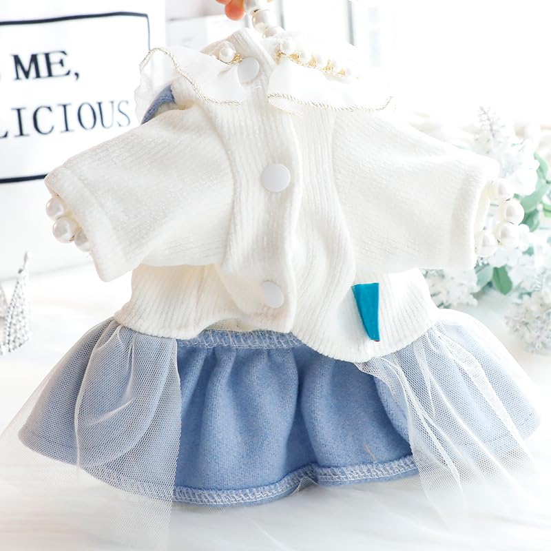 AZA Dog Princess Dresses for Small Dogs Lolita Clothes Bow Costume Pet Girl Cute Coat Outfits Fall Blue Costumes (L,Blue)