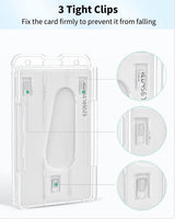Pawfly 2 Pack Vertical 2-Card Badge Holder with Thumb Slot Hard Transparent PC Case Protector for Office School IDs Credit Cards Driver’s Licenses and Passes