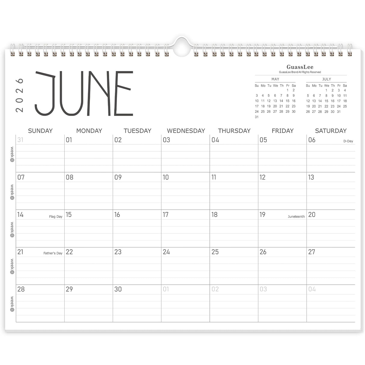 Wall Calendar 2026, 2026-2027 Calendar Wall from Jun. 2026 to May 2027, 14" X 11" Paper Monthly Planner Wall Hanging Calendar with Thick Paper for Office Home Planning & Organizing