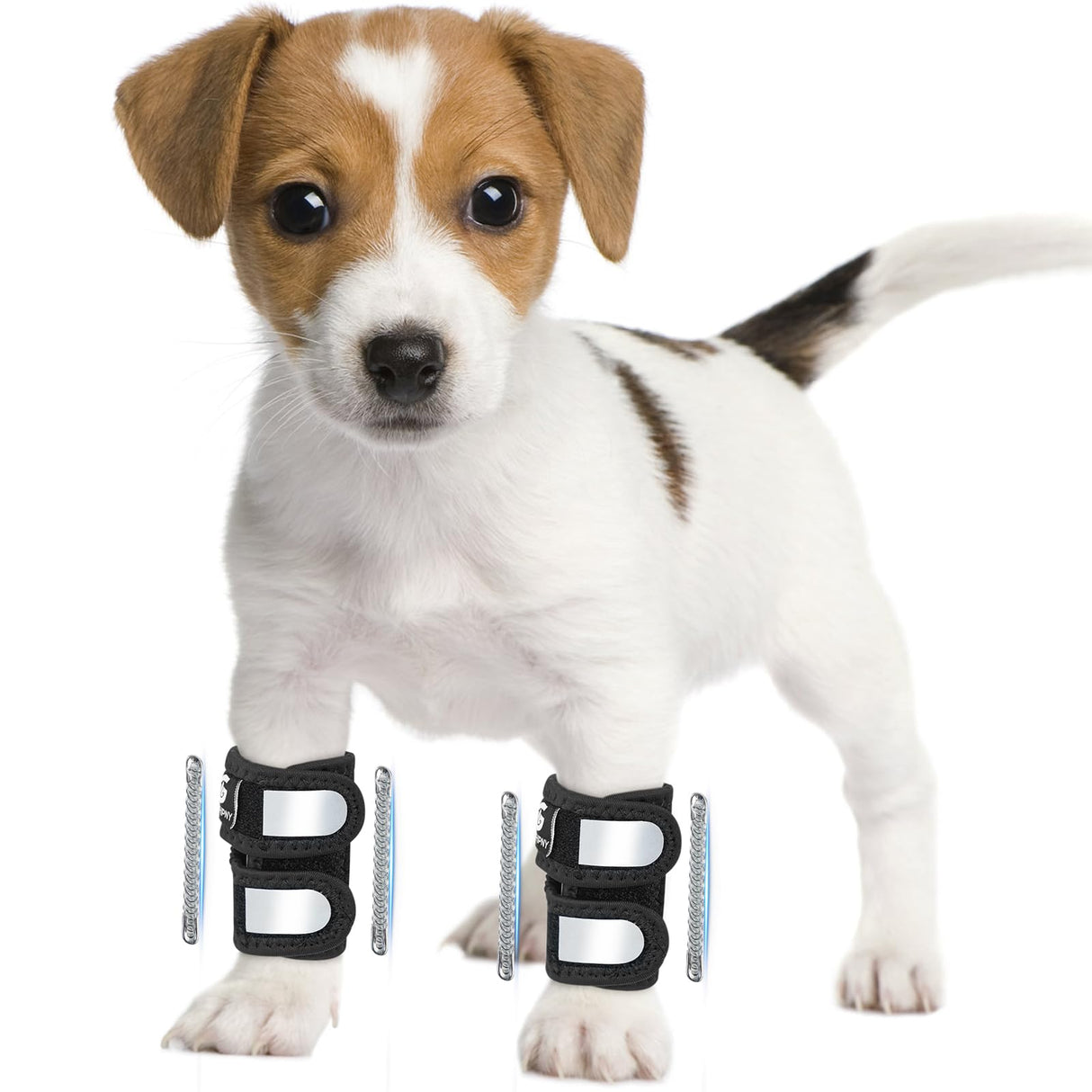 GFKRHPNY Pair of Dog Leg Braces for Front Hock Joint, Dog Front Leg Wrist Brace with Metal Spring Inserts, Dog Leg Sleeve with Reflective Straps, Prevents Injuries and Sprains, XS/S