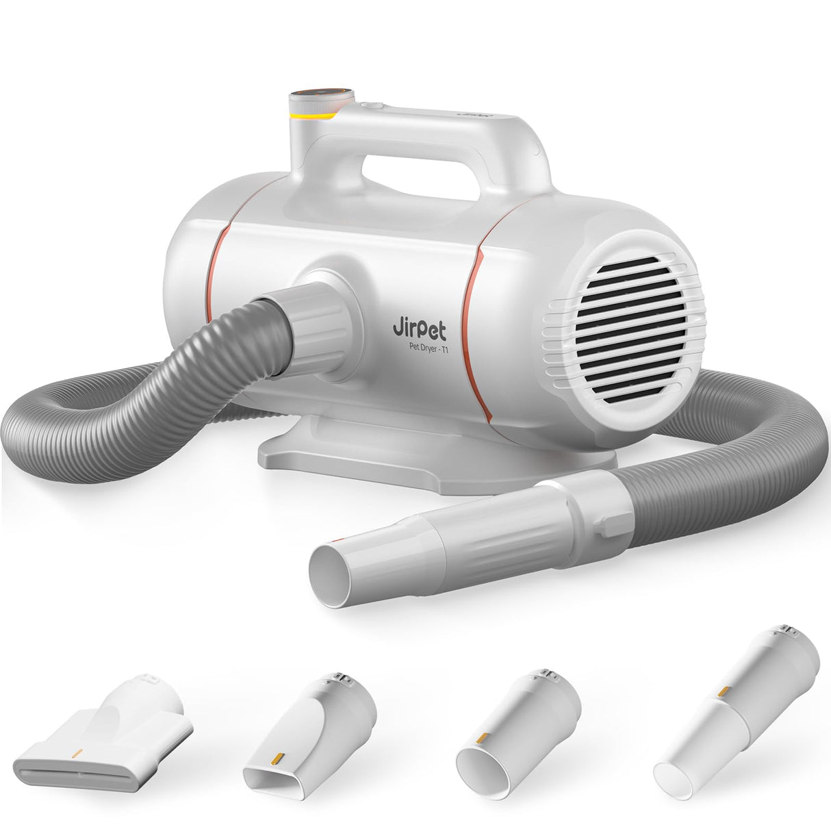 JirPet Dog Dryer for Pet Grooming, Professional 5.0HP/2400W High Velocity Dog Hair Dryer for Grooming, Pet Hair Force Dryer with 3 Temp & Stepless Airflow, Wall-Mount & Portable for Pet Grooming Salon
