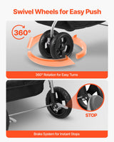 VEVOR Pet Stroller, 35 lbs Weight Capacity, Foldable Dog Stroller Cart, 4 Wheels Cats Strollers with with Detachable Carrier & Mesh Windows, Portable Design with Brake for Small to Medium Pets