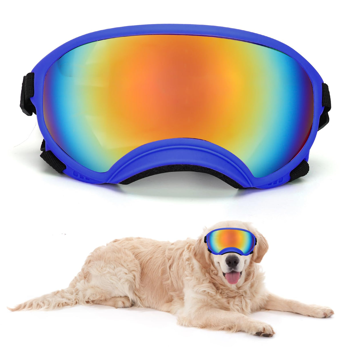 Large Dog Sunglasses Dog Goggles Pet Glasses Pet Eyewear with Adjustable Strap,Glasses for Medium Large Dog Swimming Skating Glasses UV Proof Windproof Dustproof