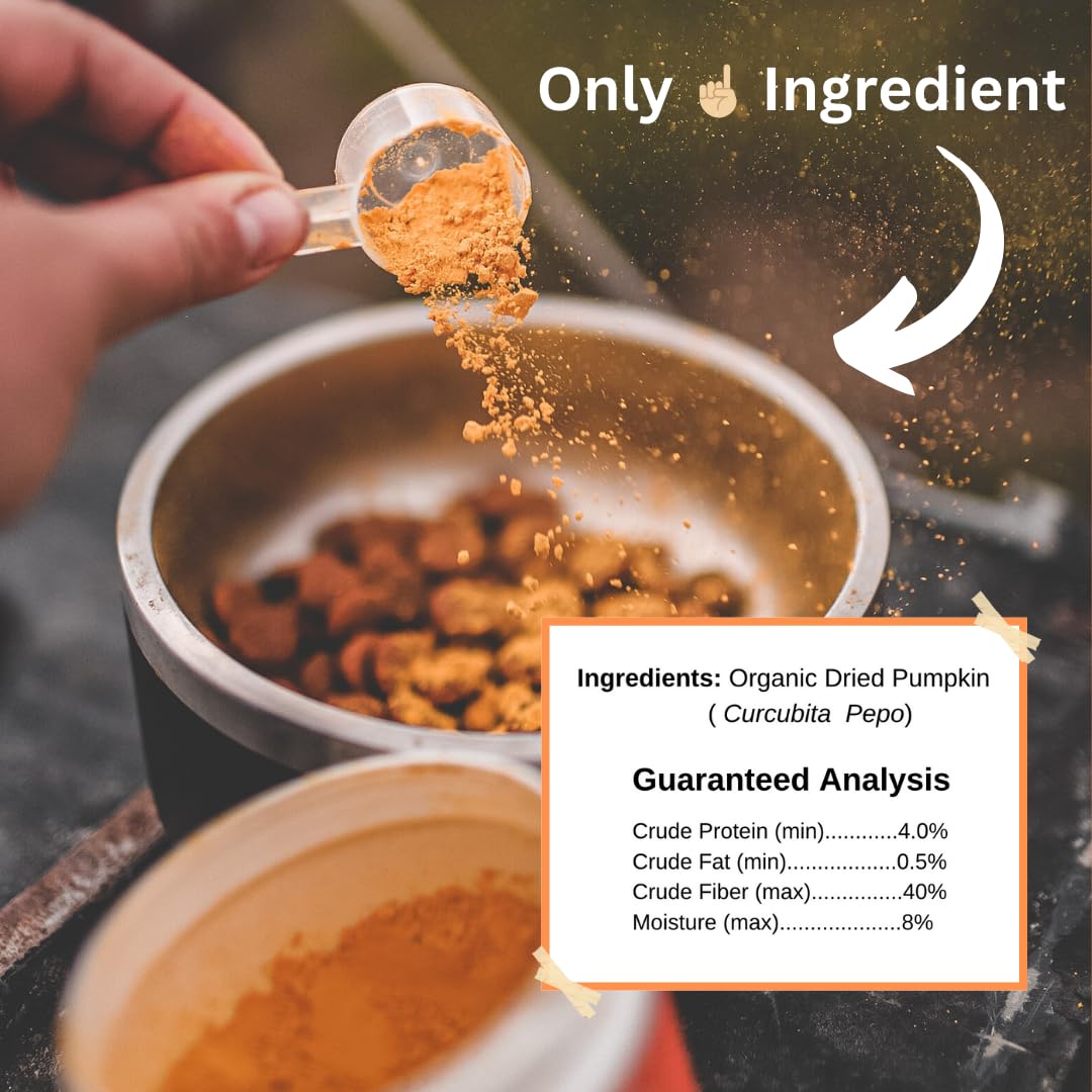 Pumpkin Powder for Dogs - Powder Pumpkin Dog Food Toppers - Rich in Fiber Supplement Helps with Gut & Digestion, Nutrient Absorption, Diarrhea, Constipation & Upset Stomach- 8.1oz- Made in USA